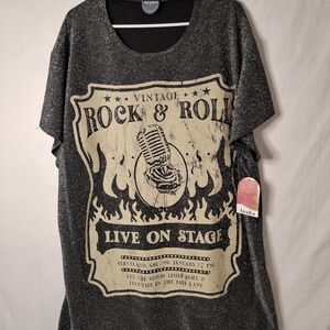 ARULA Glittering Black and Silver‎ T Shirt Dress